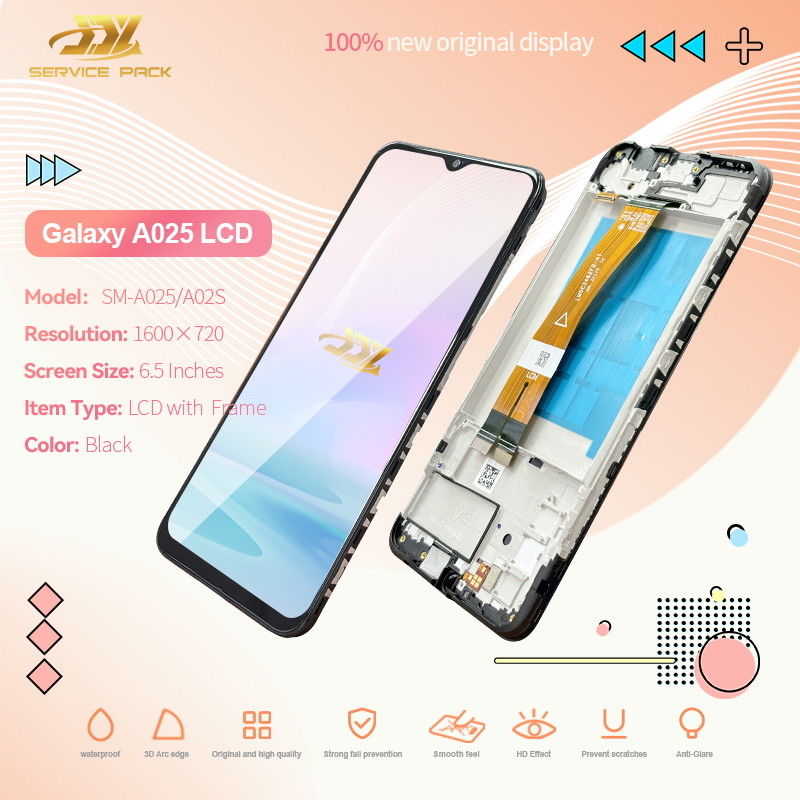 100% diuji QC A02S LCD Penggantian Anti Static Bag Pack Hitam Mobile LCD Display